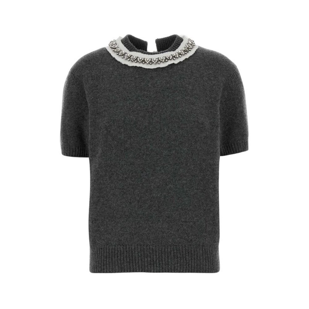 Prada Women Dark Grey Wool Blend Sweater
